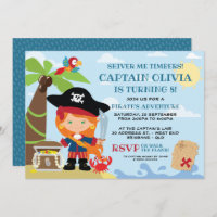 Fille Pirate Fête Invitations Anniversaire
