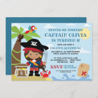 Fille Pirate Fête Invitations Anniversaire