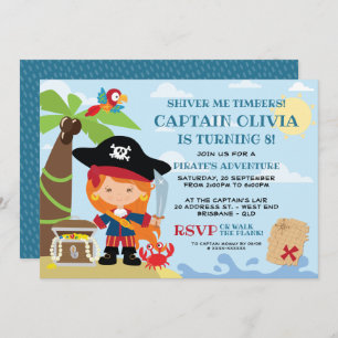 Fille Pirate Fête Invitations Anniversaire