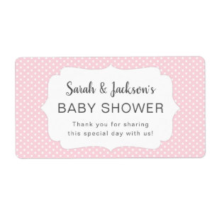 Fille points roses baby shower bouteille d'eau éti