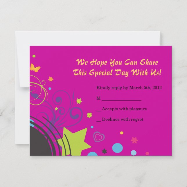 Fille Power Bright Bat mitzvah Invitation Party (Devant)