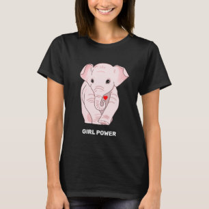 Fille Power Eléphant rose tenant un T-shirt de coe