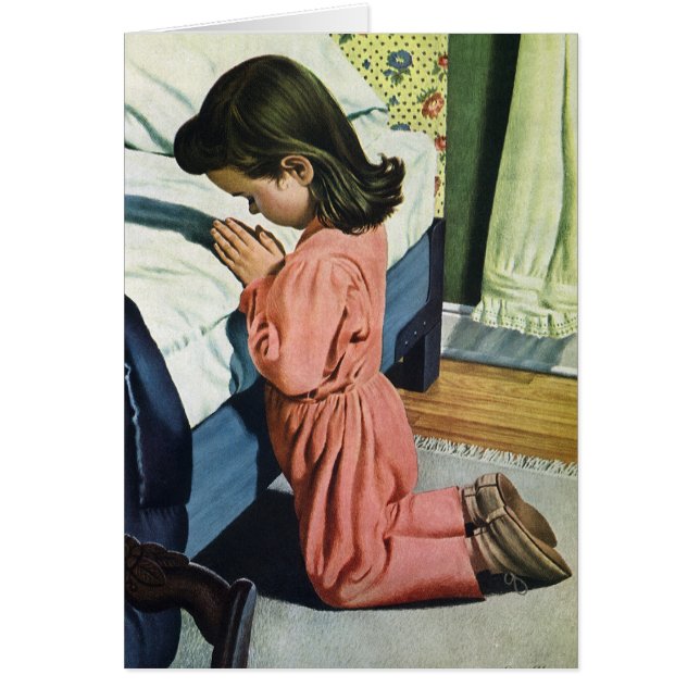Fille priant au coucher, la prière du Seigneur (Devant)