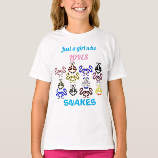 Fille qui aime serpents T-shirt serpents colorés