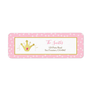 Fille rose de couronne d'or d'étiquette de adresse