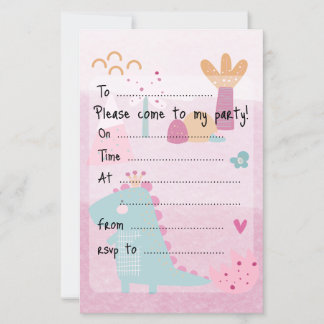 Fille Rose Dino Fête d'anniversaire Feuille de pap