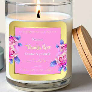 Fille rose floral emballage Étiquette or