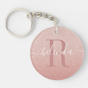 Fille Rose Gold Blush Pink Monogramme Nom