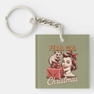 Fille sauvage Noël Opossum Xmas Rétro branché