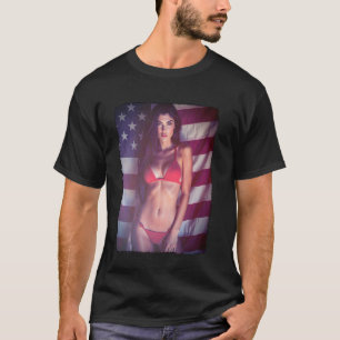 Fille sexy sur un T-shirt pour hommes - Drapeau am