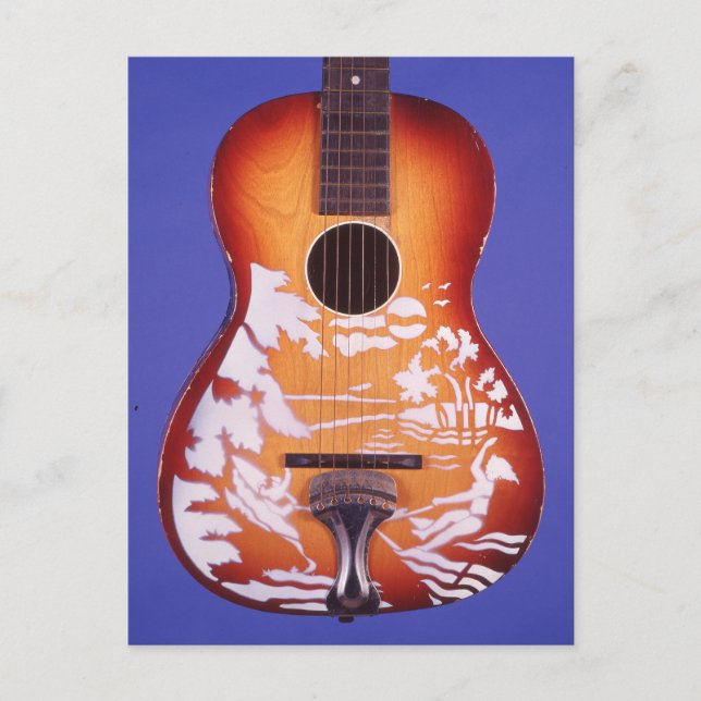 Fille Ski d'eau belle guitare art carte postale (Devant)