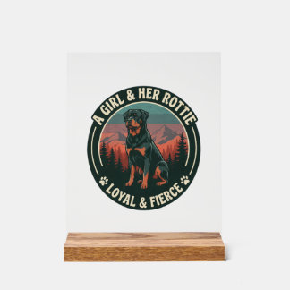 Fille Son Rottie Loyal Féroce Chien Rottweiler Mon