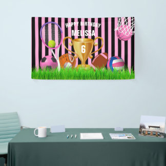 Fille Sports rose thème Anniversaire Bannière