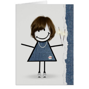 Fille sur bâton d'anniversaire avec des cierges ma