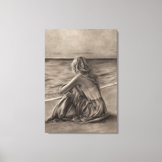 Fille sur la plage toile Imprimer (Recto)