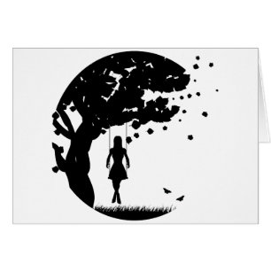 Fille sur la silhouette d'oscillation