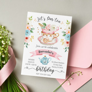 Fille Tea Party Invitation Anniversaire