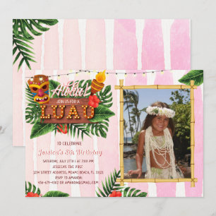 Fille Tropical Luau Invitation Anniversaire Avec P