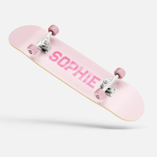 Fille Varsity Pink Skateboard Nom personnalisé