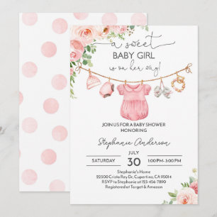 Fille Vêtements de bébé Baby shower Invitation Un 