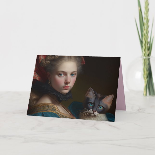 FILLE VICTORIENNE AVEC CARTE DE SALUT D'ANNIVERSAI (Devant)