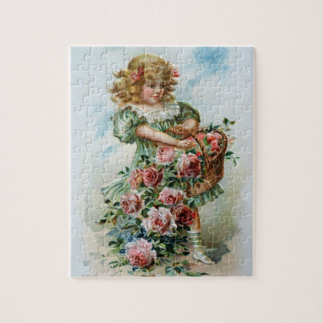 Fille victorienne avec le puzzle de roses (Vertical)
