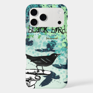 Fille Vintage Aqua Motif Oiseau Noir Iphone