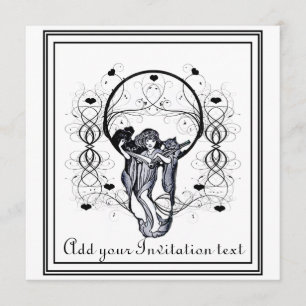 Fille vintage de lecture, invitations