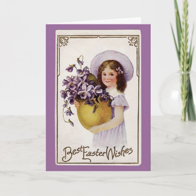 Fille vintage de Pâques Violet - Carte (Devant)