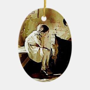 Fille vintage par ornement foyer