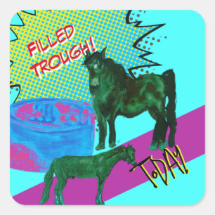 FILLED trough comic style square sticker