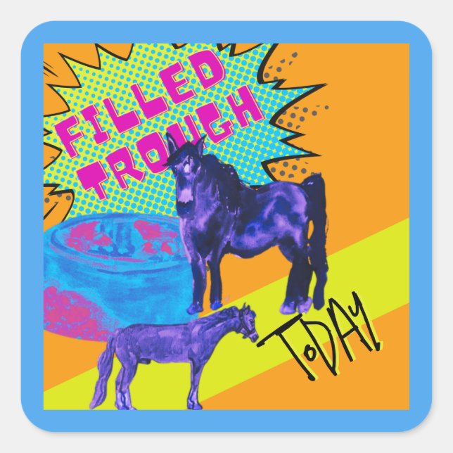 filled trough comic style square sticker (Front)