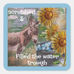 filled trough  today( female donkey) squar square  square sticker