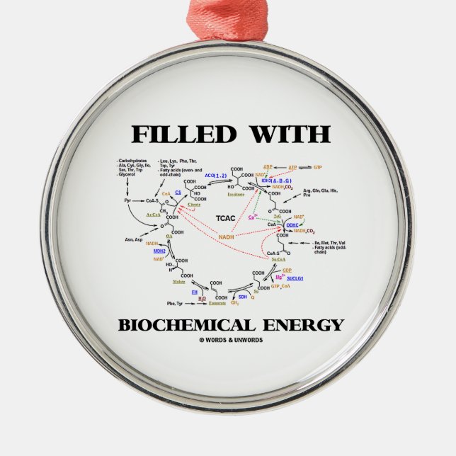 Filled With Biochemical Energy (Krebs Cycle) Metal Ornament (Front)