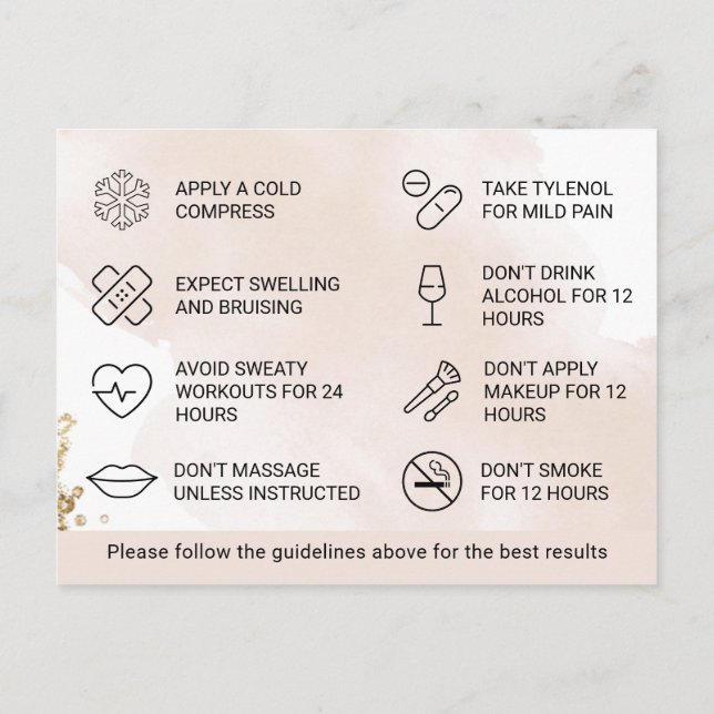 Filler PostCard Aftercare Instruction (Back)