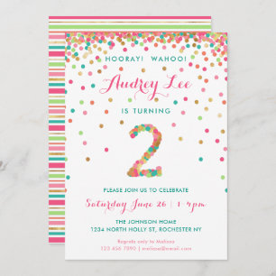 Filles 2e anniversaire Invitation fête d'anniversa