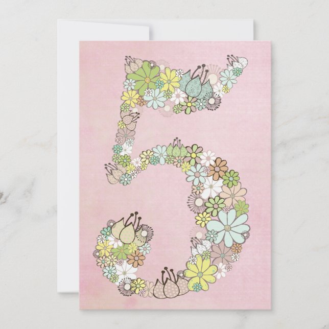 Filles 5e anniversaire fête Invitation personnalis (Devant)