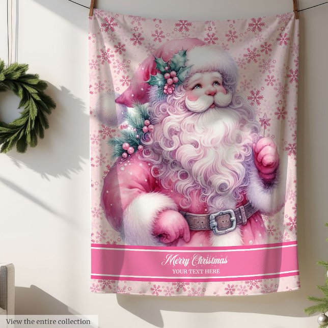 Filles Aquarelle rose Père Noël couverture Pinkmas (Girls Watercolor Pink Santa Blanket Pinkmas)