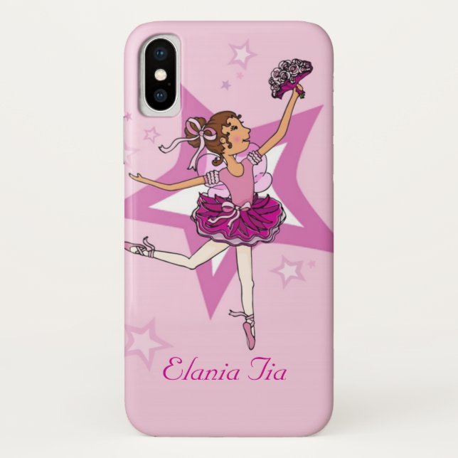 Filles ballerine rose cheveux foncé nom coque (Dos)