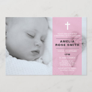 Filles Christening/Baptême Invitation