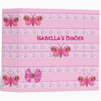 Filles classeur Lapins Bunny rose Papillon grand