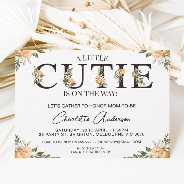 Filles Clementine Cutie Baby shower Invitation (Créateur téléchargé)
