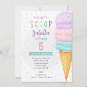 Filles Crème glacée Cone Invitation - Pink Purple 