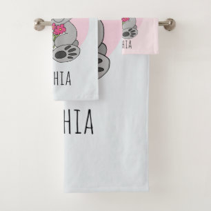 Filles Cute Koala Ours et fleurs et nom Enfants