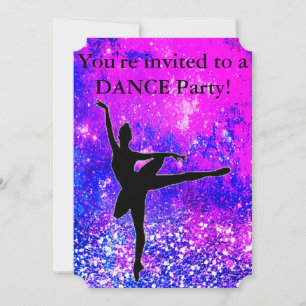 Filles Danser Sparkly Invitations de fête d'annive