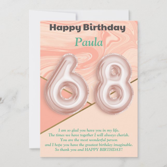 Filles de 68 ans Bonne carte d'anniversaire (Devant)