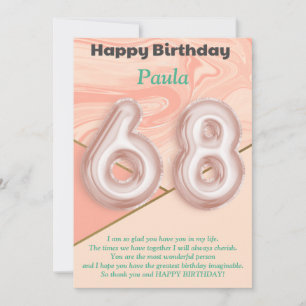 Filles de 68 ans Bonne carte d'anniversaire
