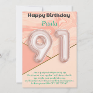 Filles de 91 ans Bonne carte d'anniversaire