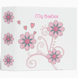 Filles de classeur coeurs roses fleurs