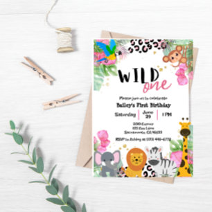 Filles de la jungle sauvage Invitation d'anniversa